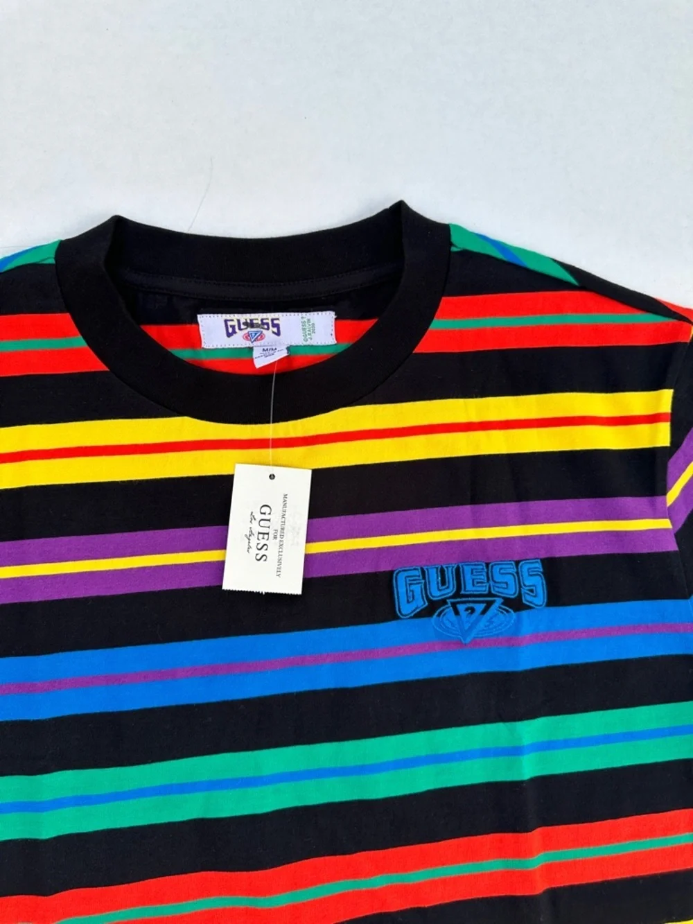 New GUESS Multicolor Striped Short-Sleeve Tee - Picture 5 of 6